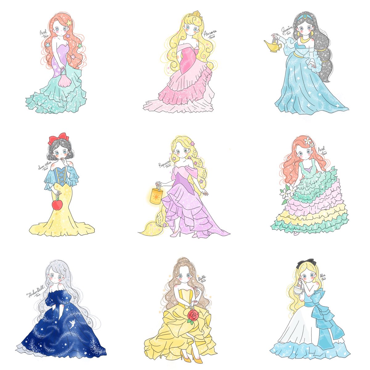 Tacomaru イラスト プリンセスまとめ Disney ディズニー サーバーダウン Illustration イラスト好きさんと繋がりたい 絵描きさんと繋がりたい T Co Pijxsvtawx Twitter