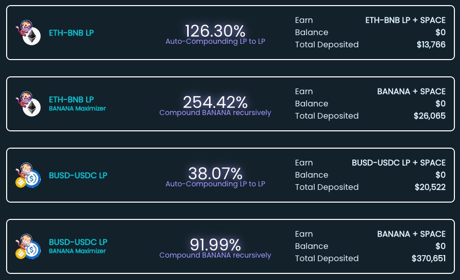 ApeBond's tweet photo. Our 4th #InitialApeOffering is on fire 🔥

@ApeRocketFi $SPACE has already done a 4x 🚀

Plus they just added more vaults! 🏦

Apes, get your LP's aboard the #ApeRocket cuz we're going straight to the moon 🌕 
#ApeSwap #DEX #BSC #YieldFarming https://t.co/9A5X3LEGHK