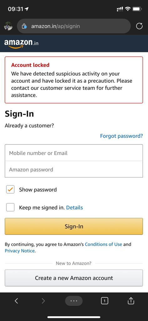 i_am_smita's tweet photo. @AmazonHelp On following  all the instructions as per the link shared by you, I am getting this error message <refer image> https://t.co/nEd0sP9PmU