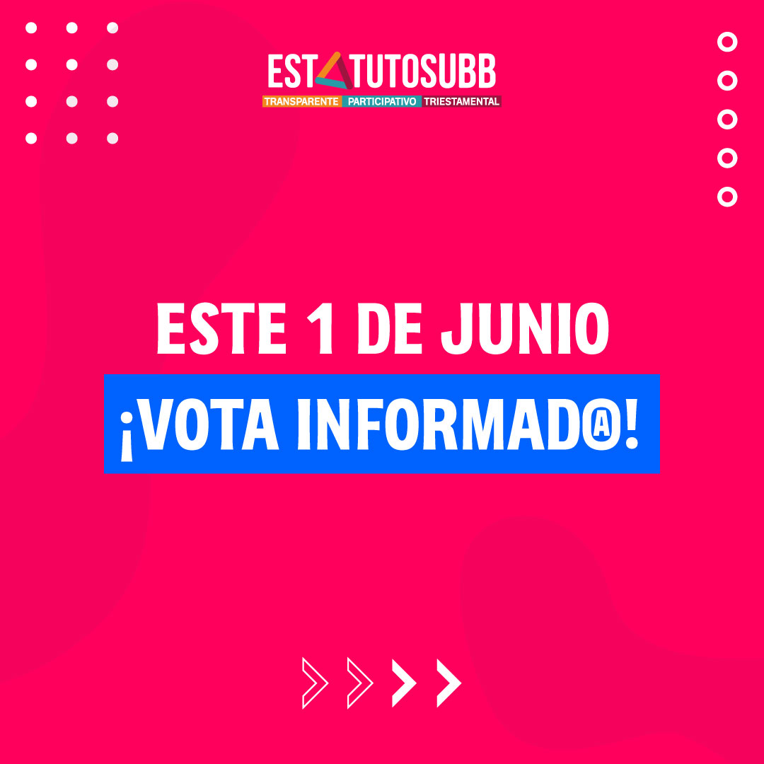 ¡Último Claustro abierto a la Comunidad Universitaria antes del Plebiscito!

🗓️ Hoy Jueves 27 Mayo
🕒 De 15:00 a 16:30 horas

🔍 Revisa toda la información disponible en estatutos.ubiobio.cl

Este 1 de Junio #VotaInformado #VotaInformada #EstatutosUBB #Plebiscito
