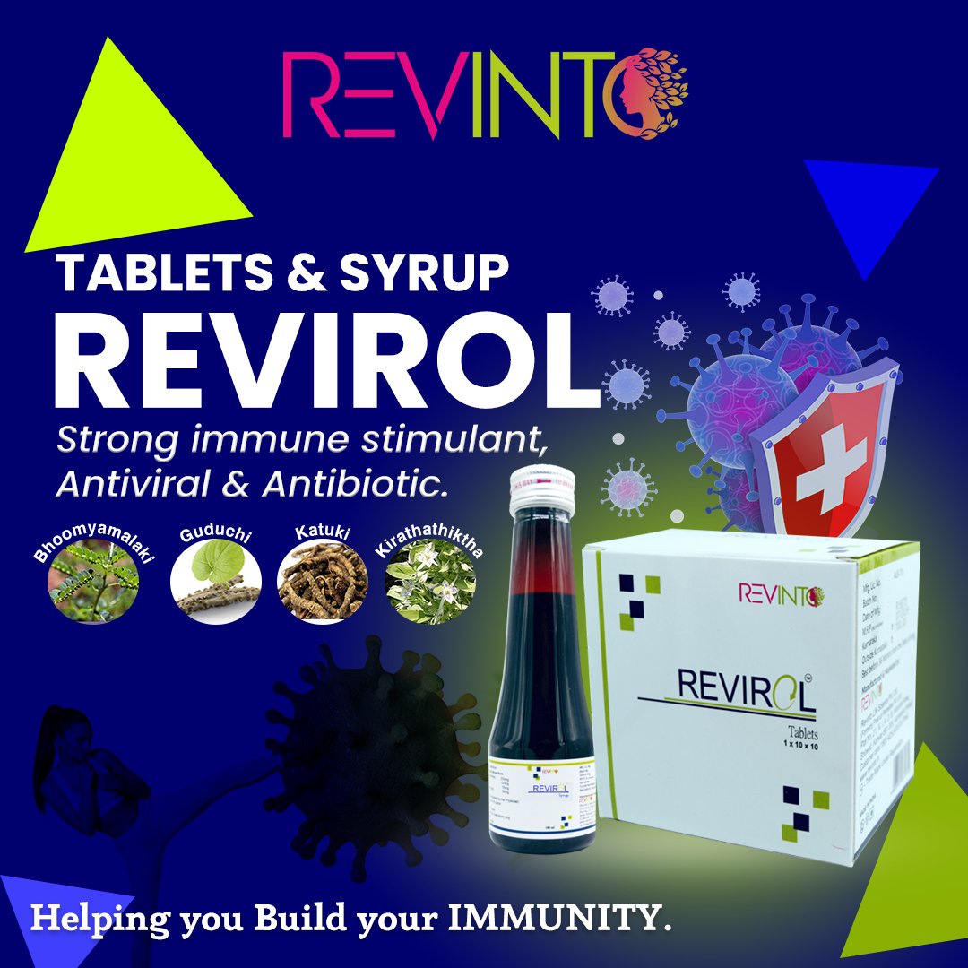 revintonaturals's tweet photo. Revinto's #LineOfDefence
Immunity booster ayurvedic products.
*Revirol Tablets and Syrup
Buy Now :https://t.co/lf9EZ1ScZT
#Immunity #boosters #ayurveda #health #COVID19 #SecondWave #equipyourself #revintolifesciencespvtltd https://t.co/auHtvM2cao