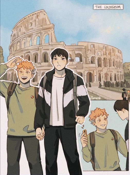 kagehina go to italy and test their selfie skills (and get some fans?) 