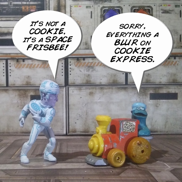 zachoat's tweet photo. Driving that train, high on Pinwheels. #BigShots #toyfare #toyfaremagazine #TwistedToyfareTheatre #tron #dformz #cookiemonster #sesamestreet https://t.co/42dIUYSkmb