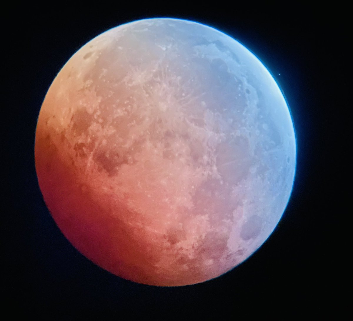 Michelle_Monteb's tweet photo. There was a #supermoon and #LunarEclipse last night over #Australia (and many other places). The images below are from our telescope, just as she slipped behind the Earth. Isn’t she lovely? 🌙 🔭 😍 https://t.co/7sxhfp4Sus