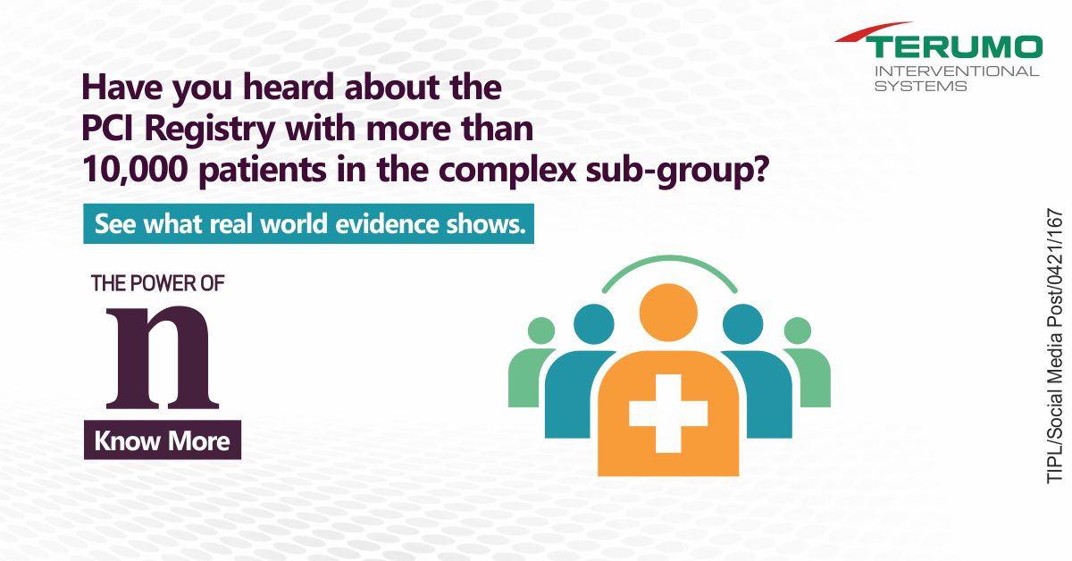 Have you heard about the PCI Registry with more than 10,000 patients in the complex sub-group?
Know more: bit.ly/3yrzsxa