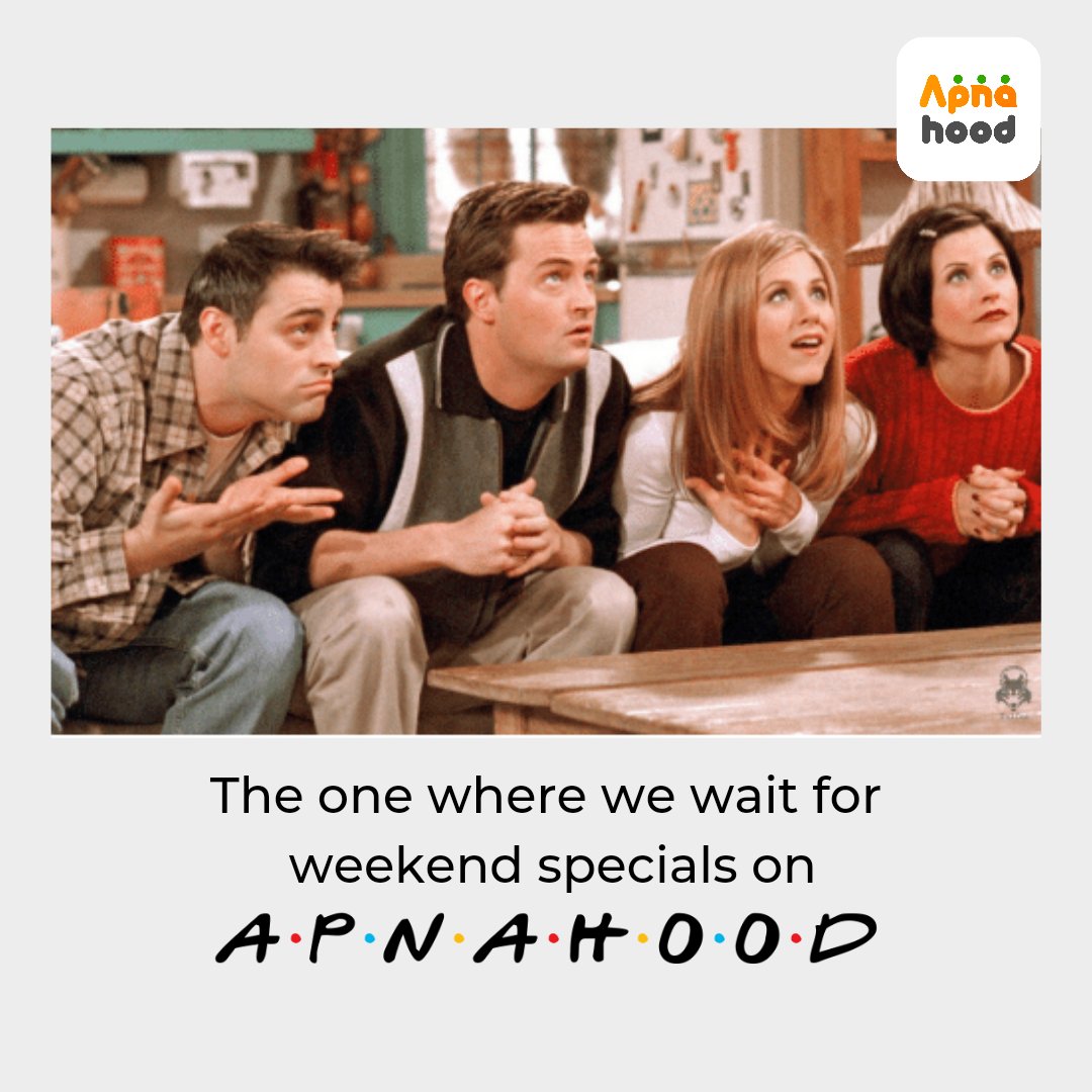 ApnahoodApp's tweet photo. My friends and I waiting for weekend specials by Apnahood like... ✨

#apnahood #friends #FRIENDSREUNIONPARTY #FriendsReunion #FanFriday #FriendsTheReunion #FriendsReunionOnZEE5 #FriendsReunionIndia https://t.co/9buz7VN0xR
