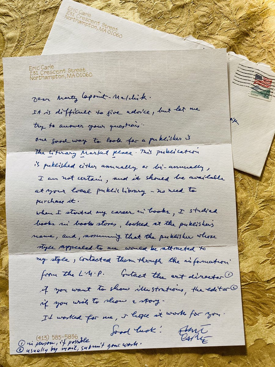 imartytweet's tweet photo. This is the letter Eric Carle wrote to me with his advice in 1989. “It worked for me, I hope it works for you. Good luck!” #RIPEricCarle https://t.co/CJrwsM6BUD