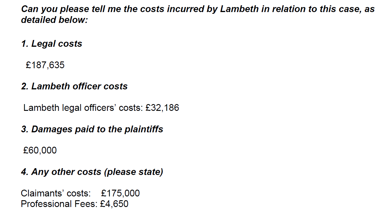 Peoples Audit on Twitter "The cost to the Lambeth tax payer of the