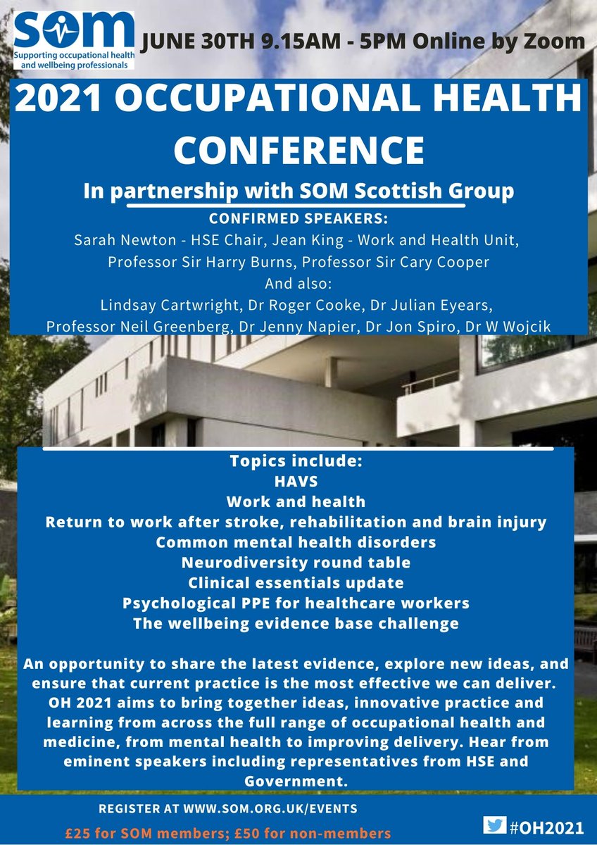 <a href="/SOMNews/">SOM e-News</a> Conference with Scottish Group  - 30th June with <a href="/ProfNGreenberg/">Professor Neil Greenberg</a> <a href="/ProfCaryCooper/">Cary Cooper</a> and many others - book at som.org.uk/som-conference…