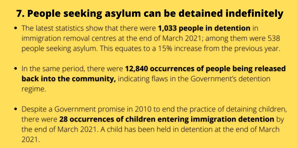 DetentionForum's tweet photo. Top facts from the latest immigration stats, with thanks to @refugeecouncil. No. 7 shows the figures for #ImmigrationDetention
https://t.co/MMfyRJHS9k https://t.co/OpS8HvQ4kC