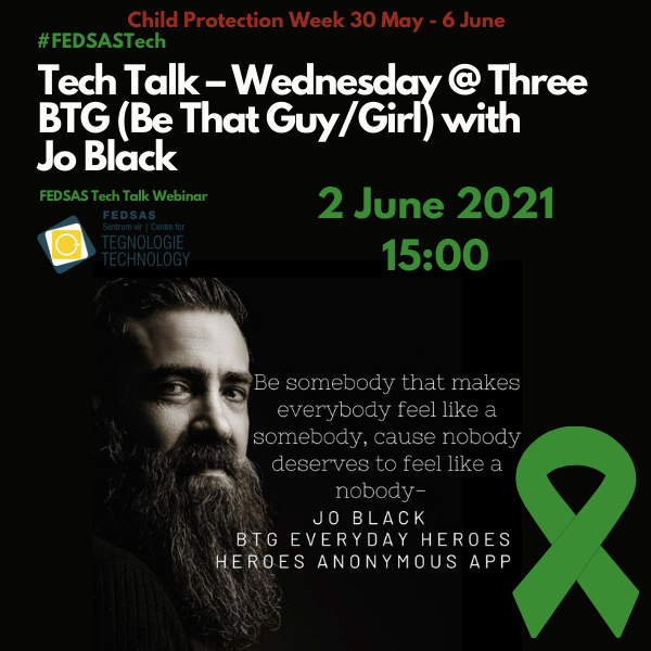 fedsas1's tweet photo. On the 2nd of June, we will talk to Jo Black about child safety and an app for learners to report bullying. 

Date: 2 June 2021
Time: 15:00

REGISTER HERE: https://t.co/wPdIx8AXlx

#FEDSASTech #TechTalk #Webinar #Schools #ChildOnlineSafety #ChildProtectionWeek2021 https://t.co/MaS8JAoBb1