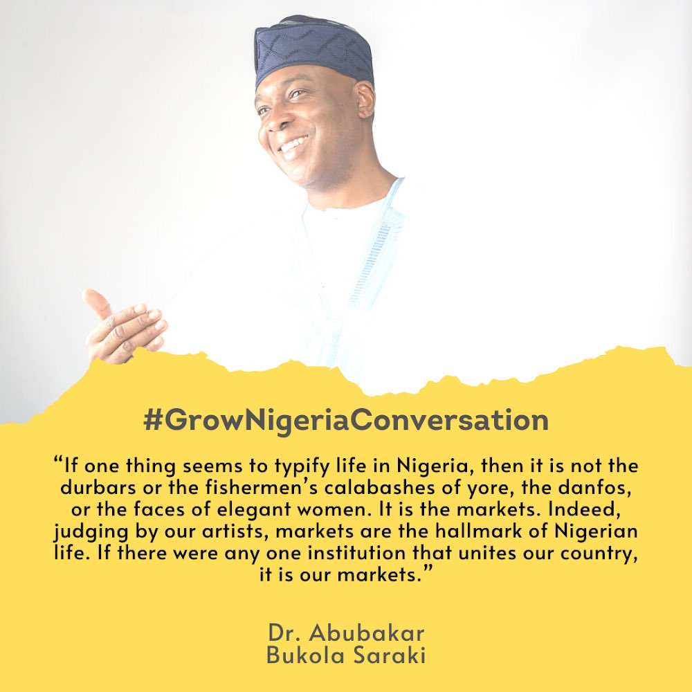 growNGconvo's tweet image. “Markets are the hallmark of Nigerian life. If there were any one institution that unites our country, it is our markets.” -Dr. Abubakar @BukolaSaraki at the #GrowNigeriaConversation on #MarketFires