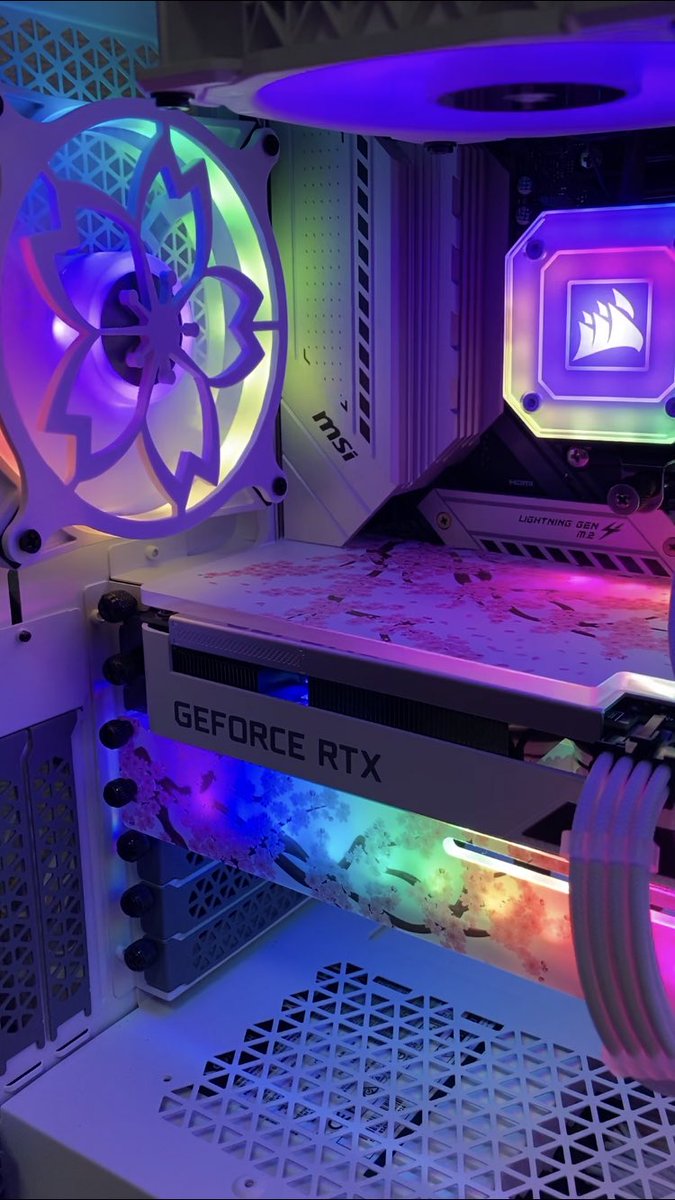 venturewithvi's tweet image. Loving my first pc build! GPU backplate and GPU support bracket from @V1Tech Sakura fan shroud by Sakurai Armory from Etsy. #v1tech #pcbuild