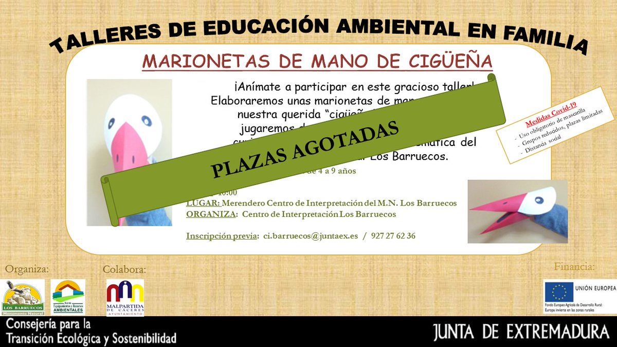 ✅Os informamos 📣que se ha completado el número de plazas para el taller en familia de este próximo sábado👏.
 ✅Prometemos volver a organizarlo más adelante para los que se hayan quedado fuera en esta ocasión.
¡¡Gracias a todos por el interés!!
#educacionambientalenfamilia