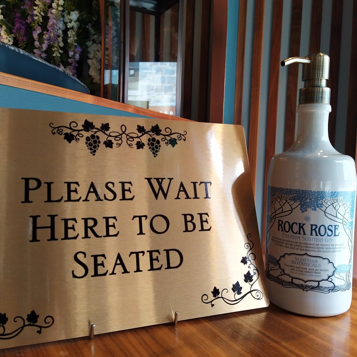 Less than four hours until our grand reopening. As you enter Grape &amp; Grain please help yourself to hand sanitiser in our fabulously upcycled dispenser from <a href="/RockRoseGin/">Rock Rose Gin</a> whilst you wait to be seated.
