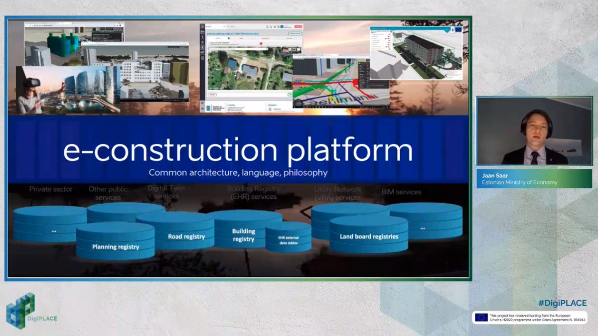 Digi_PLACE's tweet image. We continue with the #DigiPLACE Closing Conference: @jaan_saar talks about the development of the e-construction platform in Estonia: „It means lossless exchange of standardized and trustworthy data between all stakeholders throughout the building lifecycle.“@EconMinEstonia