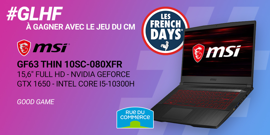 rueducommerce's tweet image. #JeuConcours #FrenchDaysRDC 
Tu veux gagner un dragon ? 
Rien de plus simple, il suffit de #RT+ #Follow pour tenter de gagner ce #PC #gamer @msifrance  GF63 Thin 10SC-080XFR 🔥🔥🔥➡️ cutt.ly/lnut2cy

#FrenchDays #concours #pc #gaming