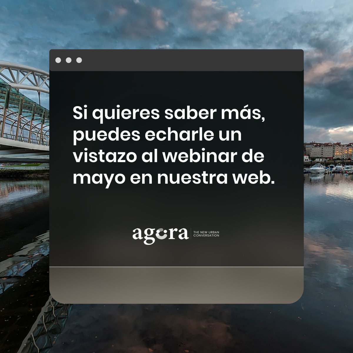 Si te has perdido el webinar mayo de la Comunidad Agora, puedes verlo de forma complemente gratuita aquí: bit.ly/34hjEPy

<a href="/Joanclos/">Joan Clos</a> <a href="/Lorespontevedra/">Miguel Anxo F. Lores</a>

#Pontevedra #Barcelona #urbanismo #thenewurbanconversation