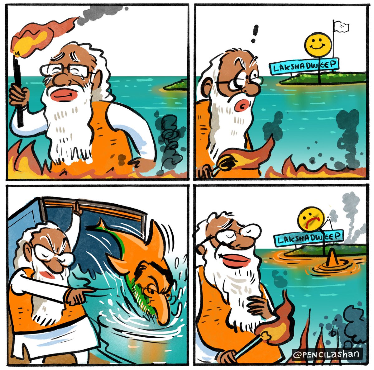 abhinpv's tweet photo. #WeWithLakshadweep 
Bomb weapons are not the easy way to destroy a country. 
It is enough to hand over the rule to the BJP .. 
Will be more efficient than an atomic bomb.. https://t.co/1M10UthGBH