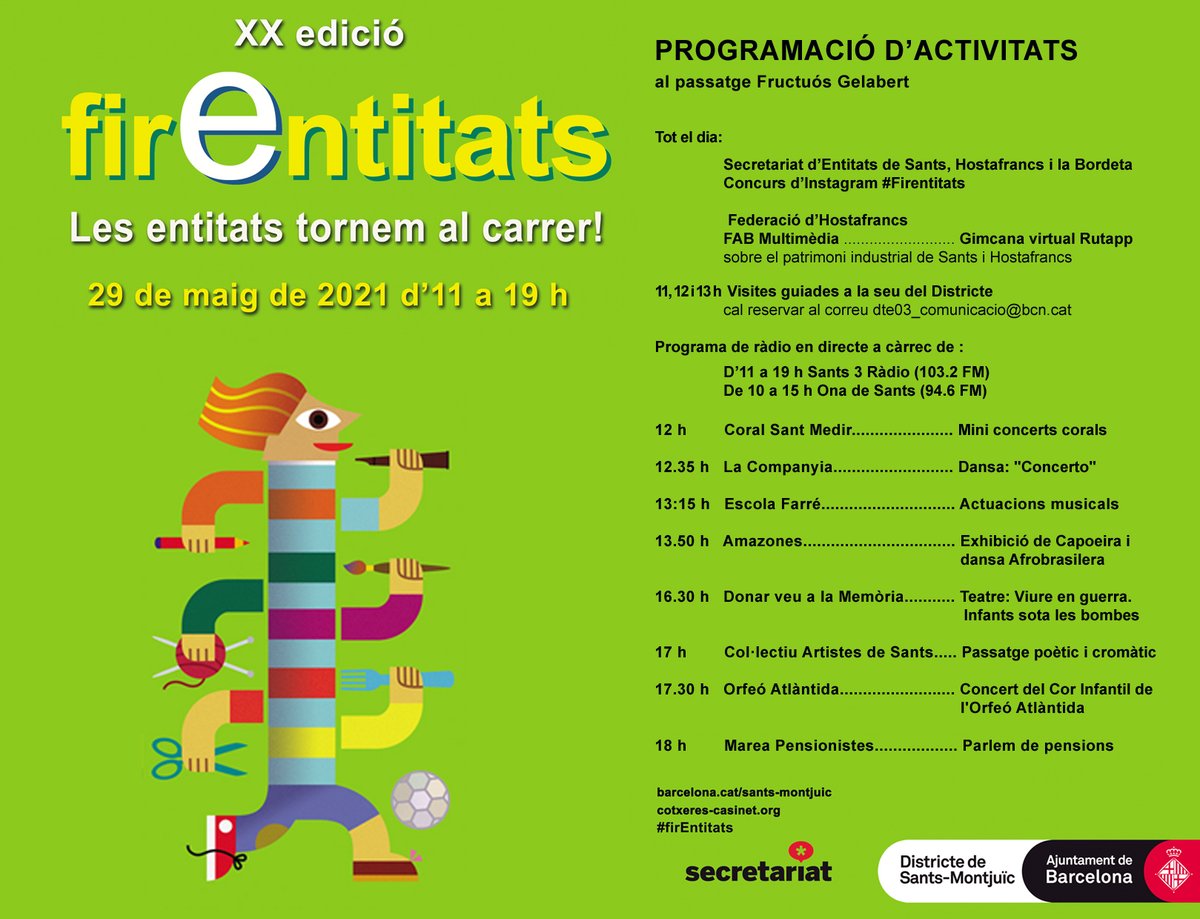 secretariat_shb's tweet image. 🥁Arriba #Firentitats, les entitats tornarem a sortir al carrer! 
Us convidem a conèixer el teixit associatiu de #Sants, #Hostafrancs i #laBordeta, ara més que mai #LesEntitatsSomNecessàries
📅29 de maig
⏰D'11 a 19 h
📌Carrers de Sants i Creu Coberta 
✅bit.ly/firentitats2021