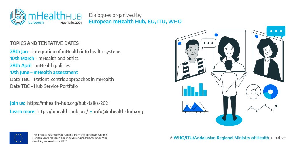 EUmHealthHub's tweet photo. 📢Coming soon!
A new #HubTalks2021 session about #mHealthAssessment
📆June 17th
10:30-12:00 am ⏰
Registration 👉 https://t.co/lPh7LitBoV
#EuropeanmHealthHub #BoostmHealth #YourHealthConnected
@calidadACSA
@WHO
@ituofficial
Supported by @EU_Commission https://t.co/v3iijF5IB6