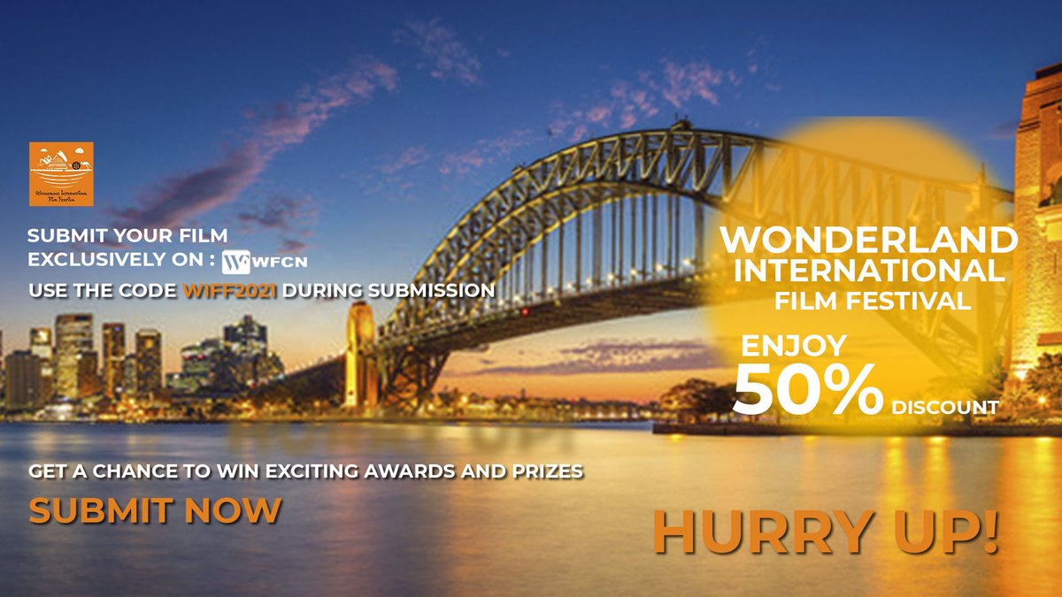 WIFF always wants to enrich the culture of Films and festivals and due to the pandemic situation, we decided to bring every filmmaker under one roof to participate. 
Use the wavier Code WIFF2021 to avail 50% discount code.
Hurry Up!!
Link: wfcn.co/festival/wiff
@wfcn_1