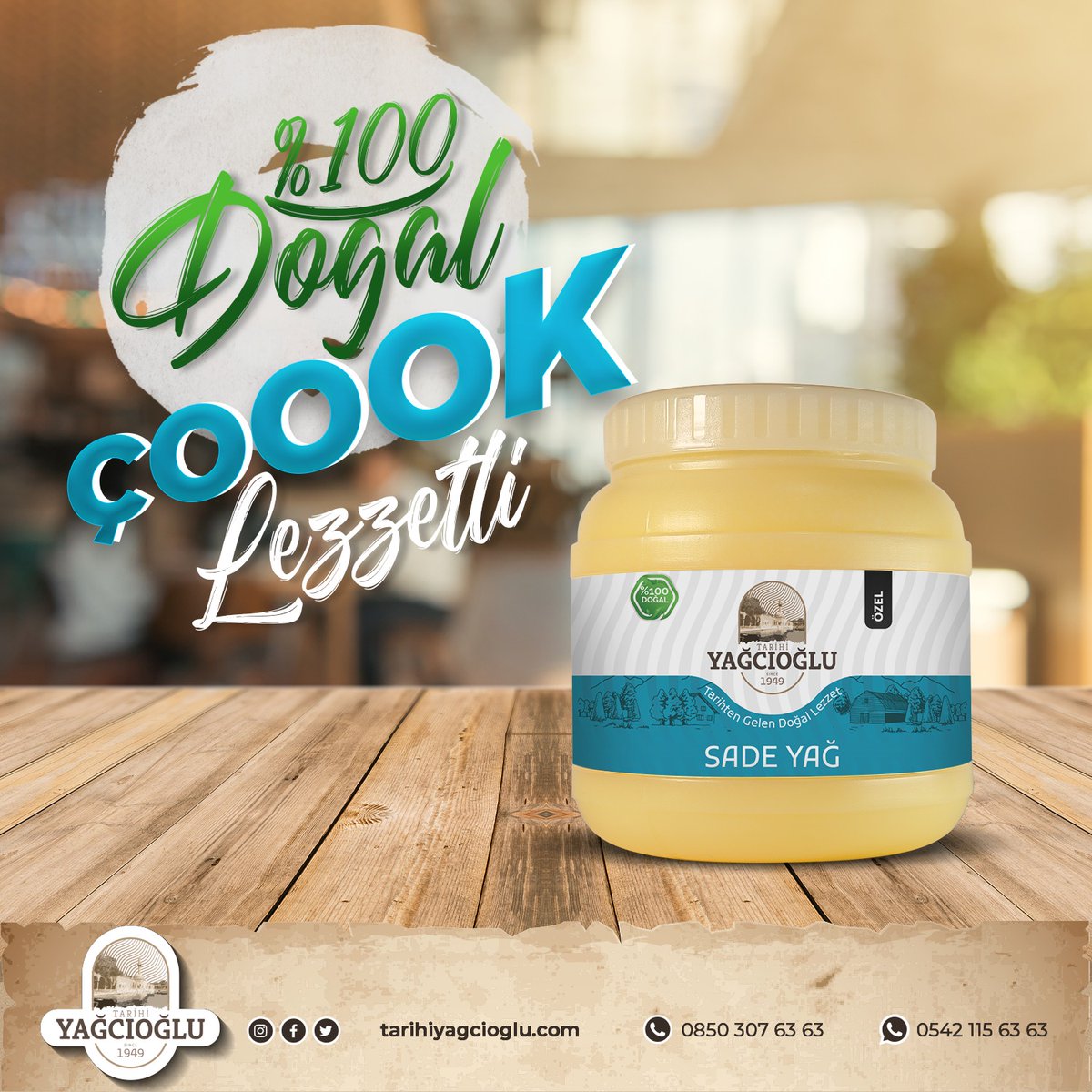 %100 doğal, katıksız, %100 süt yağından elde edilmiş özel karışımlı Tarihi Yağcıoğlu Özel Sade Yağ ile yemek ve tatlılarınıza lezzet katın. Sipariş ve daha fazlası için; tarihiyagcioglu.com 'u ziyaret edebilirsiniz.
#sadeyağ #doğalürün  #ghee #sağlıklıyaşam #tarihiyağcıoğlu