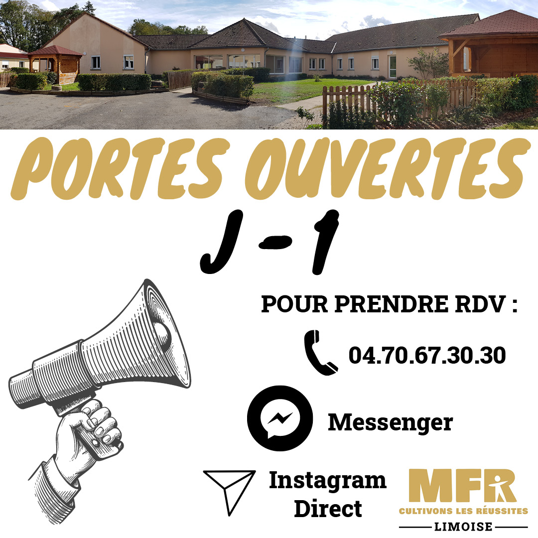 📢 #PORTESOUVERTES 
J-1 avant nos Portes Ouvertes !!! 
Il est encore temps de prendre RDV pour découvrir nos formations 🧭🐄🐂🌾🌱🚜🔧
N'hésitez pas à nous contacter par téléphone au 04.70.67.30.30 ou via nos réseaux sociaux, nous serons ravis de vous accueillir 😉