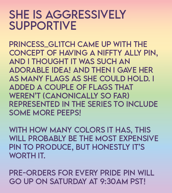BatsyBunny's tweet photo. Pre-orders this Saturday! I wasn't sure if Al was aro so I kept his pin ace only. But I added the flag here! #HazbinHotel #HazbinHotelFanart #HazbinHotelNiffty #niffty #allypride #pridemonth #enamelpin https://t.co/oTzRbB0Lqy