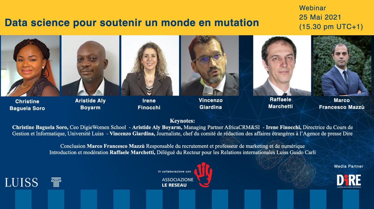 OfficielSoro's tweet photo. Très ravis d'avoir participé au webinaire sur  𝐋𝐚 𝐬𝐜𝐢𝐞𝐧𝐜𝐞 𝐝𝐞𝐬 𝐝𝐨𝐧𝐧𝐞́𝐞𝐬 𝐩𝐨𝐮𝐫 𝐬𝐨𝐮𝐭𝐞𝐧𝐢𝐫 𝐮𝐧 𝐦𝐨𝐧𝐝𝐞 𝐞𝐧 𝐞́𝐯𝐨𝐥𝐮𝐭𝐢𝐨𝐧 ce
Mardi 𝟐𝟓 𝐦𝐚𝐢 𝟐𝟎𝟐𝟏 𝐚̀ 𝟏𝟓𝐡𝟑𝟎  organisé par l'université Italienne #Luiss https://t.co/TG34dJ4ZPH