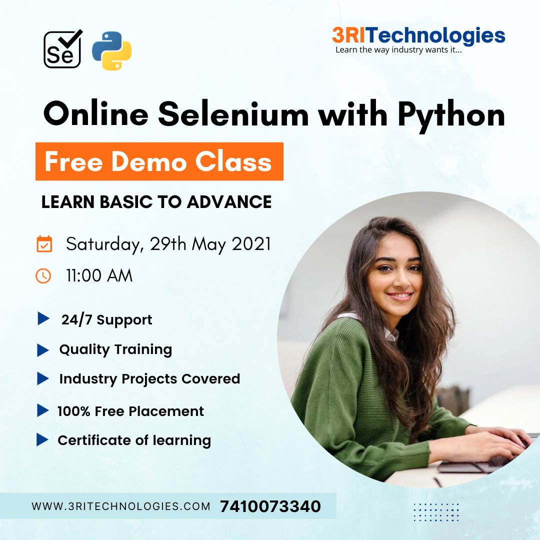 3RITechnologies's tweet image. LIVE WEBINAR
Start learning Job Oriented Selenium Certification Training
Become an expert in Selenium WebDriver
Trained 15000+ Students | Exams conducted after topic completion
Visit zcu.io/5bai
Call +91 7410073340
#seleniumpython #seleniumtesting #SeleniumWebDriver