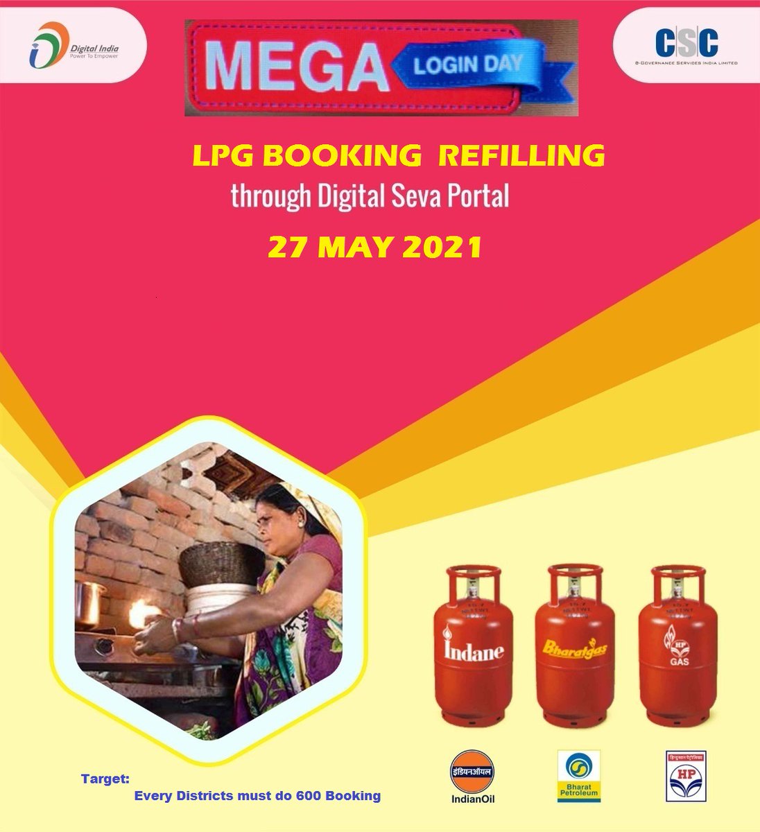 cscrajasthan's tweet photo. Mega Login Drive for LPG REFILLING BOOKINH- RAJASTHAN
@CSCegov_ 
@dintya15 
@SarthikSachdeva 
@SukritiSrivast https://t.co/Ot49SqNVep