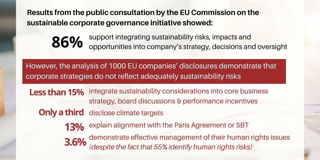 @WWFEU @TimmermansEU @dreynders @BHRRC @cleanclothes @CDSBglobal @ECCJcorpjust @FairTradeFTAO @FutureFitBiz @Global_Witness @ShareAction @Oxfam @carlosmtornero @SophieRTillett @SJinEurope @fabre_marina @izzygerretsen @AttractaMooney @Lperezcejuela @fraguarascio @conce1 @LenoraSuki @SallaLoi @richardhowitt @richardandrewg1 @HeidiHautala @larawoltersEU @pcanfin @AxelVossMdEP @marietouss1 @Evelyn_Regner @ManonAubryFr @PDurandOfficiel @EU_Commission @RBCwg @Modern_Corp @ImpactBoards @pauldruckman @abegasse @stevewaygood @aballabriga @RicaB_ET @AnnaTurns @gaiagf Recent studies demonstrate both the need for (and feasibility of) the measures considered by @EU_Justice as part of the #sustainable corporate governance agenda. Check more data & details in the letter that NGOs have sent to the @EU_Commission ➡️ bit.ly/3fI98Gw @WWFEU