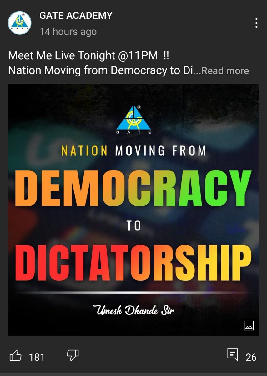 arunsuthar98's tweet photo. Is any core educational institute @gate_academy have rights put their director's political thoughts on students?
The answer is NO
#Gate2022 #GATEacademy @unacademy #educational https://t.co/217UWR1D1w