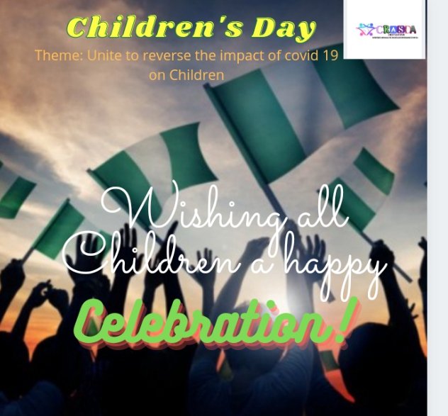 CRASDA_'s tweet photo. Wishing all Nigerian Children a happy celebration!
#ChildrensDay https://t.co/BNvTzbBznV