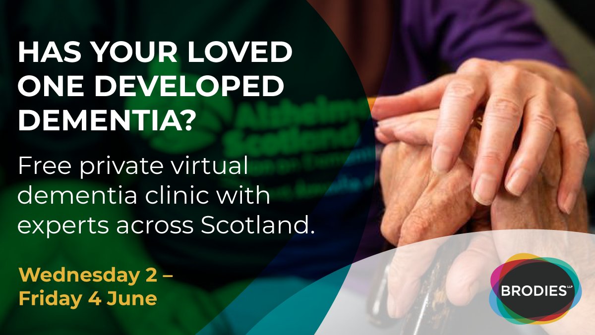 To mark #DementiaAwareness Week we have teamed up with <a href="/alzscot/">Alzheimer Scotland</a> to provide free virtual dementia clinics. For more info and to book an appointment:
brodies.com/insights/power…