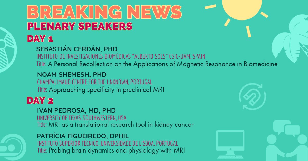 ISMRMIberian's tweet photo. Join us 16-17 June 2021 for our #ISMRM_Iberian Chapter annual meeting! We have amazing plenary speakers 🤯 clinical and pre-clinical oral and poster sessions and, of course, social events!  🍹��️

Register 🆃🅾🅳🅰🆈 👉https://t.co/LwWQ8X5qJS

🌐https://t.co/haHe8apDJg

#ISMRM21 https://t.co/24d6SKliaZ