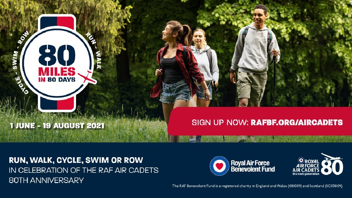 RAF Benevolent Fund (@rafbf) on Twitter photo Next week our new challenge with <a href="/aircadets/">RAF Air Cadets</a> begins! Celebrating their 80th anniversary, take on 80 miles in 80 days; walk, run, cycle, row or swim. Cover one mile a day or complete all 80 in one weekend? it is up to you!
Sign up:➡️fal.cn/3fF7O Next week our new challenge with <a href="/aircadets/">RAF Air Cadets</a> begins! Celebrating their 80th anniversary, take on 80 miles in 80 days; walk, run, cycle, row or swim. Cover one mile a day or complete all 80 in one weekend? it is up to you!
Sign up:➡️fal.cn/3fF7O