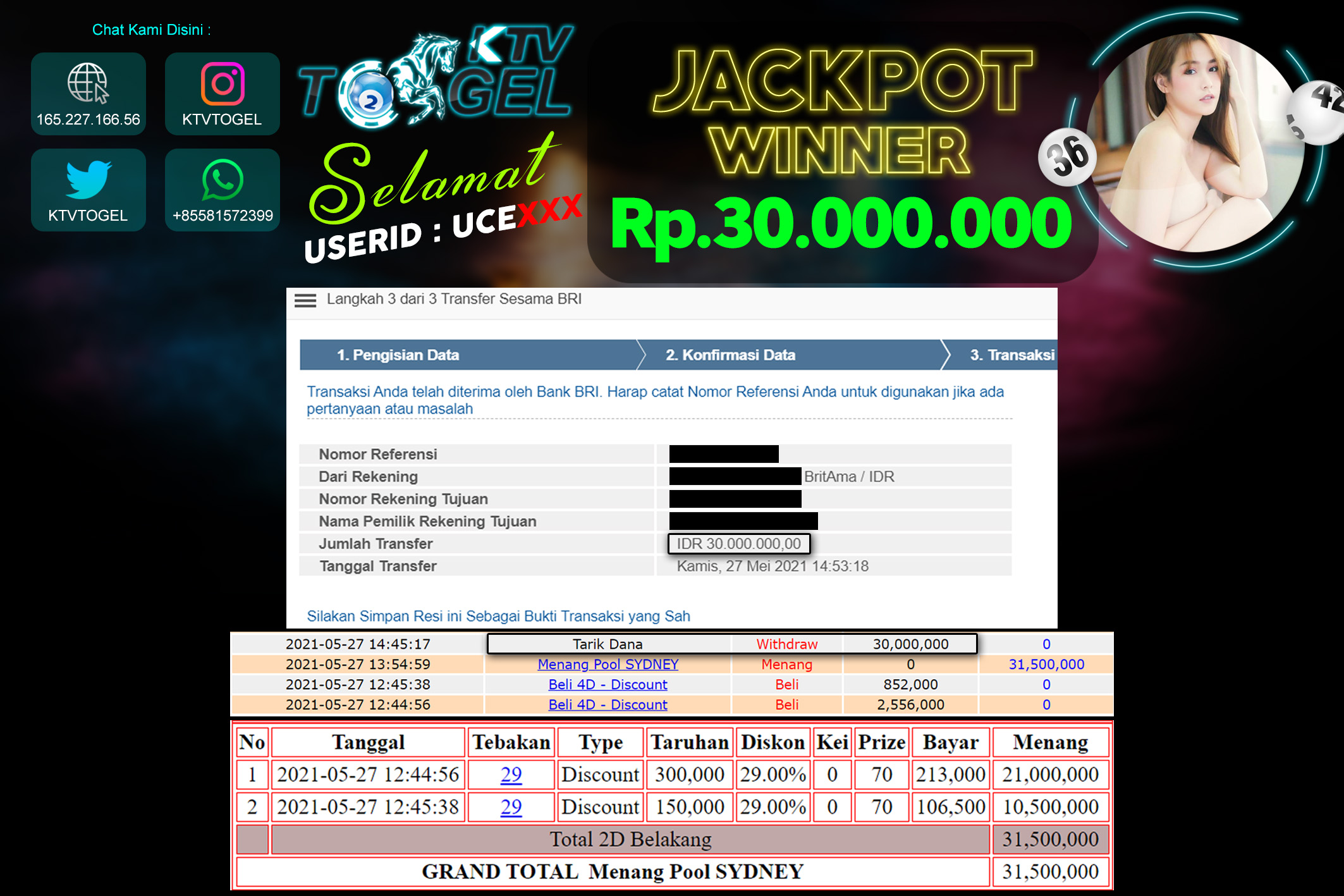 تويتر \ Ktv Togel على تويتر: "Lagi Lagi Jebol !!! Jackpot Player Ktv Togel  Di Pasaran Singapura Sebesar 30 Juta !!! Pada Tanggal 27 May 2021 Daftar  Langsung Di Https://T.co/V79Twdke6V #Ktvtogel #Togelsingapura #