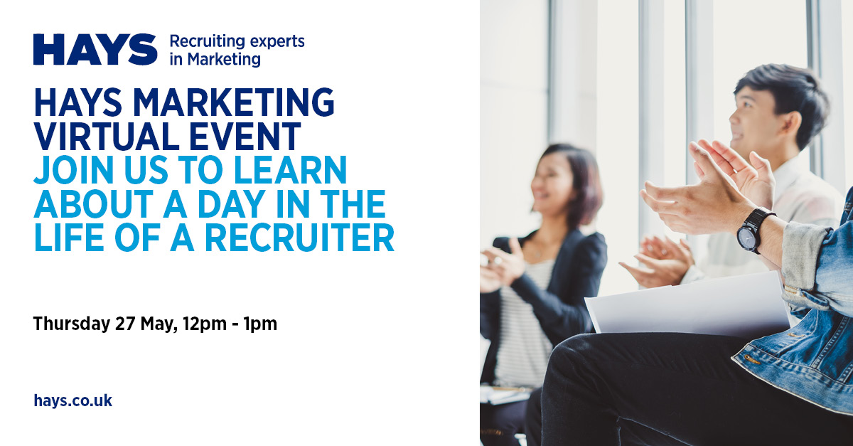 EmployerLinkSX's tweet photo. TODAY! 27 May. Join of the largest global recruitment companies and one of the fastest growing industries in the UK. Hays Marketing are recruiting. Meet the Marketing and Talent Acquisition team at the virtual recruitment event. Contact rachel.pease@hays.com to book. https://t.co/Bm4F2qVSm9