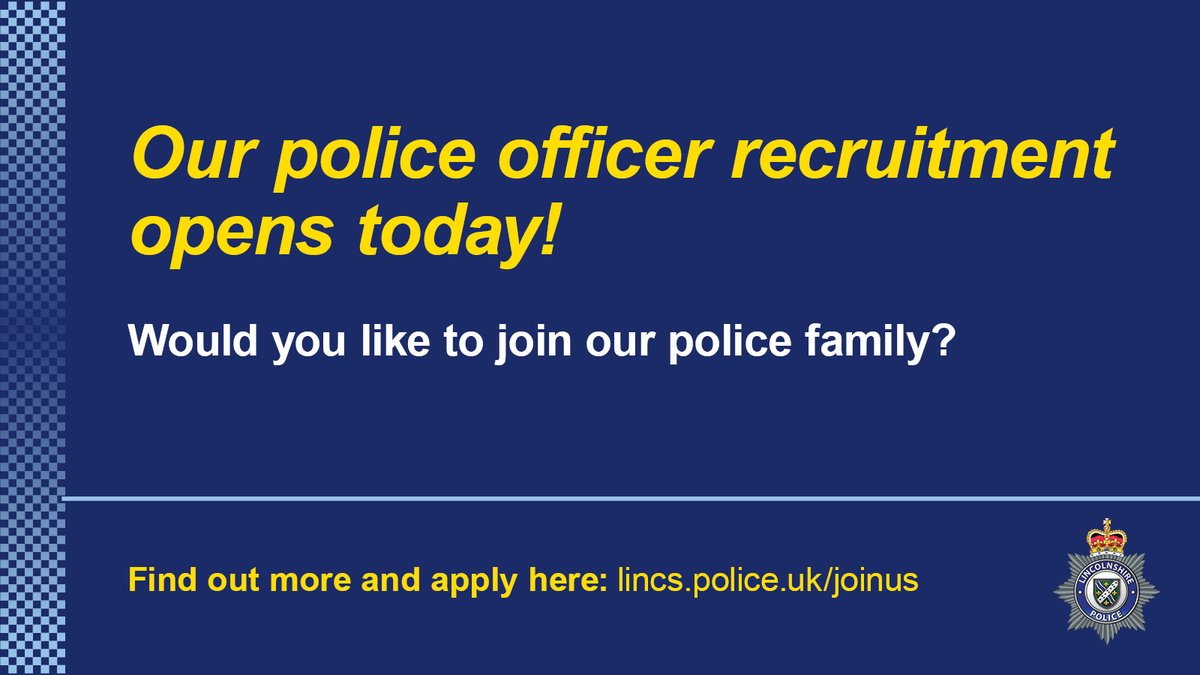 LincsPolice's tweet photo. Our police officer recruitment is now open! 

Are you good with people? Do you want to help others? Do you have a desire to make a real difference?

Would you like to join our police family and have a job like no other?  

Find out more and apply here: https://t.co/hv7zIU4pao https://t.co/p6sKc3wP4s