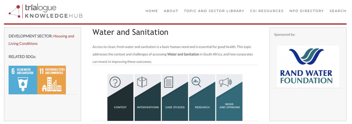 TrialogueSA's tweet photo. Visit the Trialogue Knowledge Hub to find out more about corporate responsibility in water and sanitation: https://t.co/ybajQeZRlH
#CSIForum #CSIWebinar https://t.co/wwh6s7qRtl