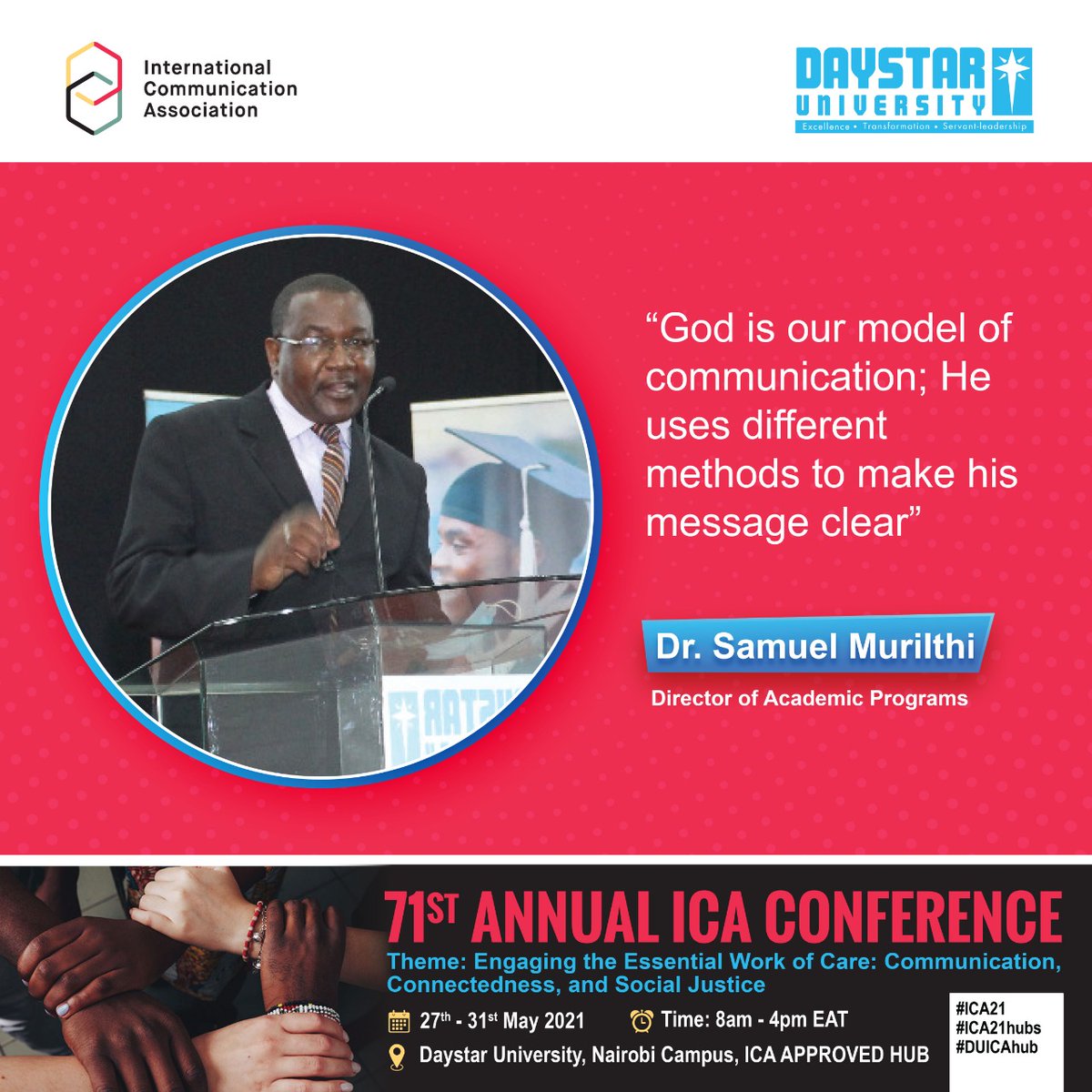 DaystarUni's tweet photo. Opening Devotion by Dr. Muriithi

@DRGS_DU @icahdq @uonbi @MtKenyaUniversi @PACUniversityKE @rnnyaga   @ExperienceUSIU @COG_Ministries @ShineFM103 @InvoNewspaper @ayiro_p @ayuyacarol @KTNNewsKE @ktnhome_  @ntvkenya  @ExperienceUSIU 

#ICA21 #ICA21hubs #DUICAhub https://t.co/4um1DGL8qe