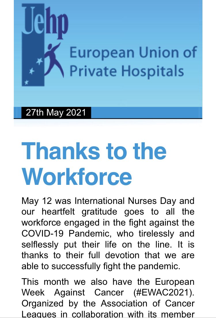 UEHP_Brux's tweet photo. Our #May2021 Newsletter is online! Read it at: https://t.co/8ZLuH1nV0z #health #care #EU #uehp #healthcare #hospitals #patients #EUcancerweek #cancer #privatehospitals https://t.co/UqfHwLSVJM