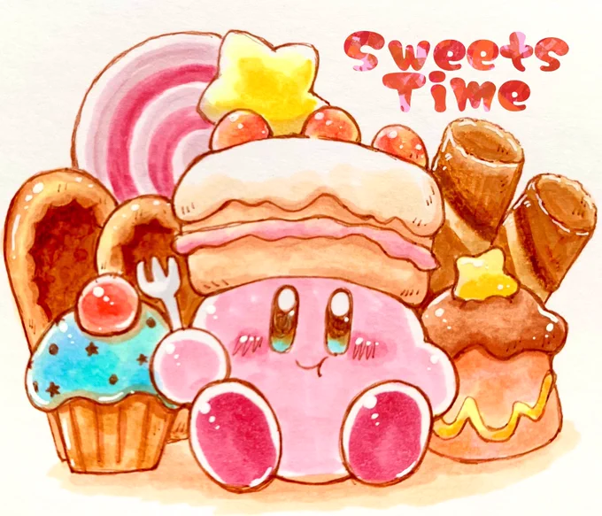 スイーツタイム🍰🍨
#kirby #copic #illust #カービィ #イラスト #コピック 