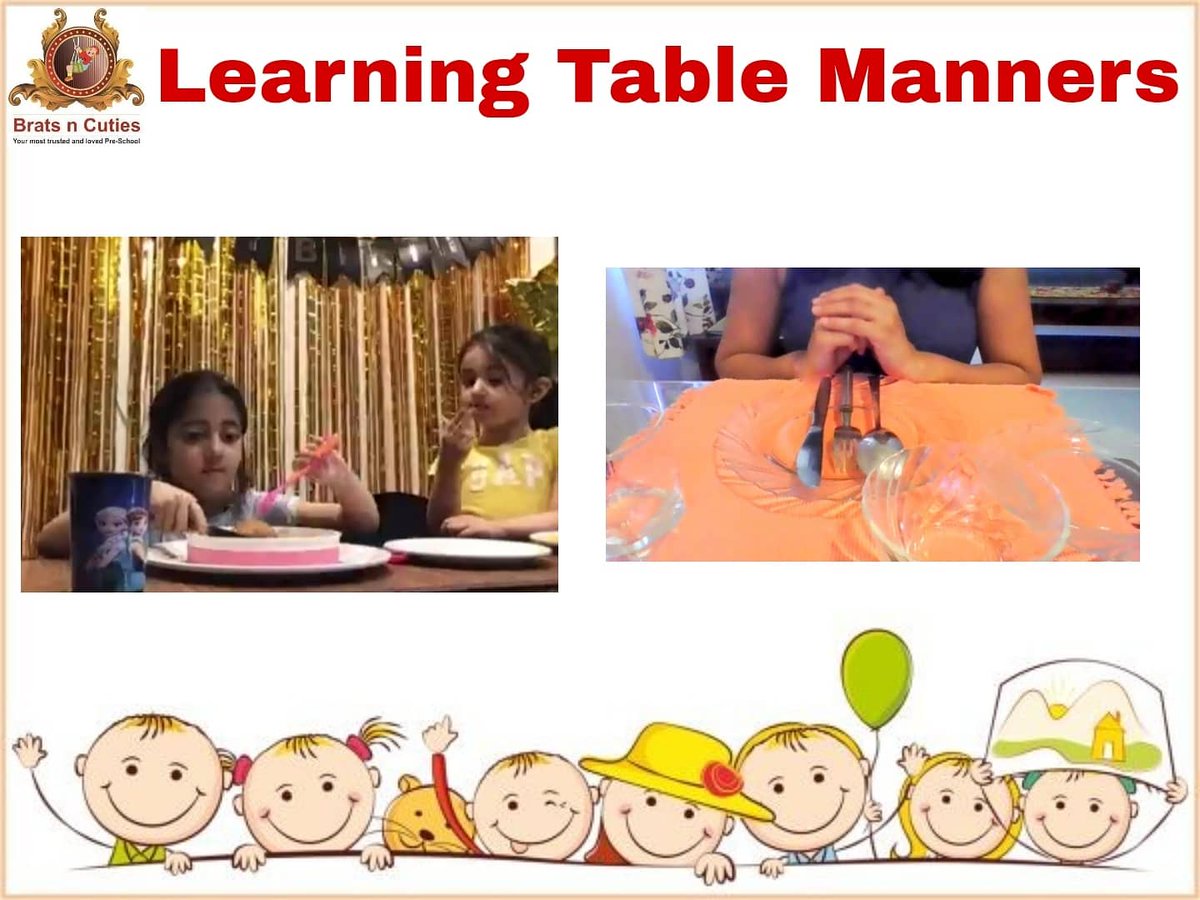 brats_n's tweet photo. The food table is not just the centre for teaching and practising #tablemanners but a centre for Consideration, tolerance and family feelings.
Table etiquettes are a necessity in today’s world.
Let's learn #tableetiquette with our #BnCians
#Brats_n_Cuties #Pre_school_in_dwarka https://t.co/L9abYucf9e