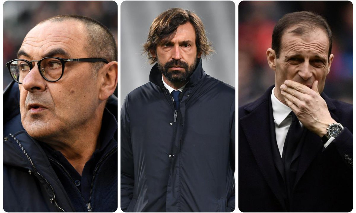 La Juve che esonerò #Allegri per prendere #Sarri che dopo un anno cacciò  per ingaggiare #Pirlo che al debutto vinse  2 trofei ma fu sostituito da #Allegri  (contratto di 4 anni)  E per fortuna sono i più bravi 🤩