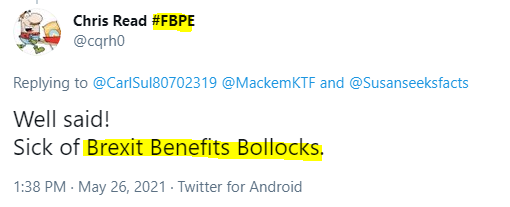 GiveUsAQuid's tweet photo. Today's winners of my 'benefits of Brexit' award.

Bonus points to E4Flaneur for the mutant strain, #FBPA; to MariStar for what I think may be the latest mutant strain, #FBBP; and to Andy for #ClimateCrisis and #NHS, in their respective handles.

Congratulations to all winners!😂 https://t.co/3KSTP1Chj5