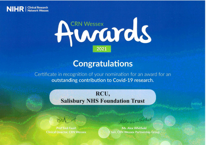SDHResearch's tweet photo. Congratulations also to RCU @SalisburyNHS for their nomination for the @NIHRCRNWessex 'outstanding contribution to Covid-19 research' #bepartofresearch #outstandingeverytime @liverandbunions @maidofyorkshire https://t.co/A3wDd495Eh