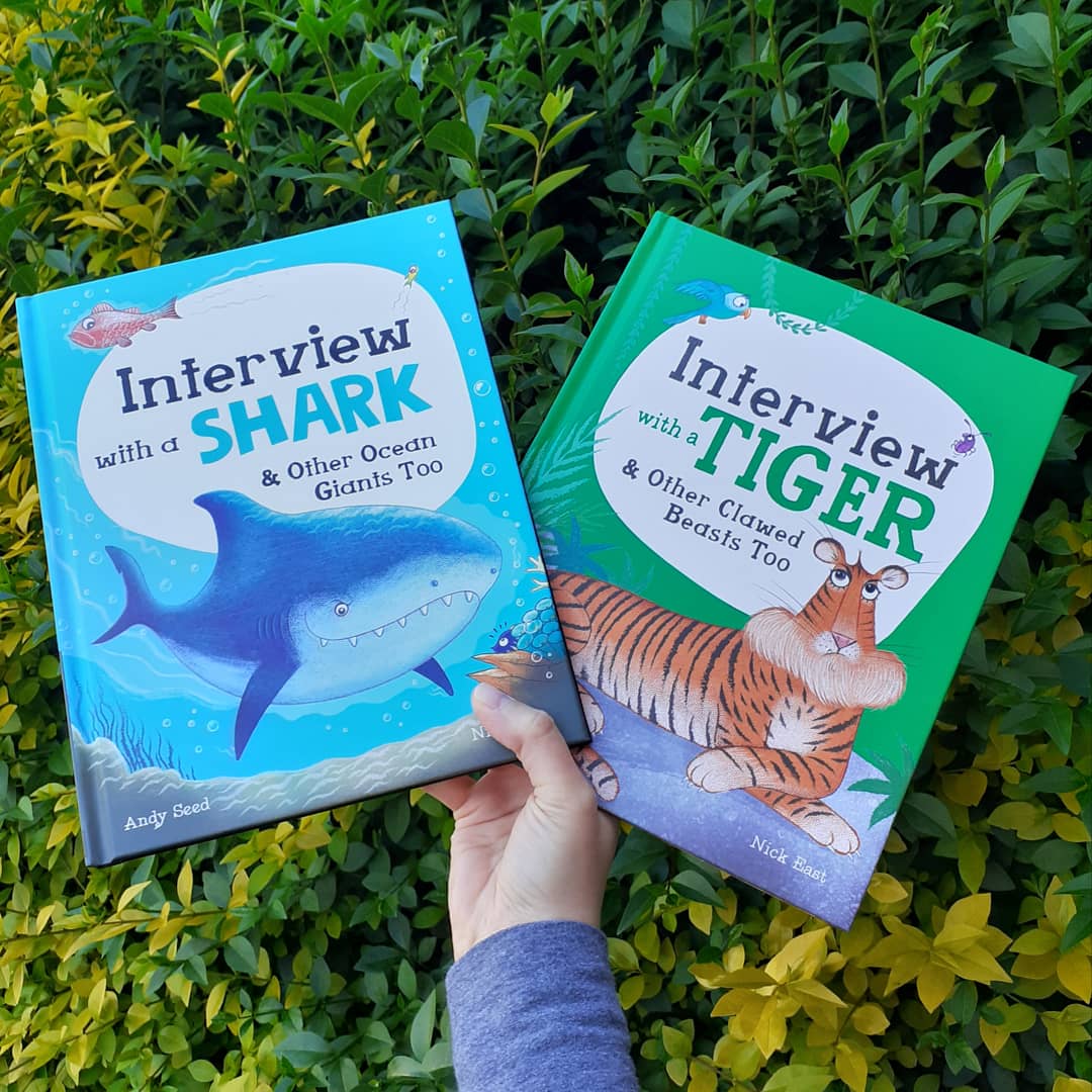 Happy book birthday, to Andy Seed and Nick East! Interview with a Shark is the second title in their brilliant nature series, and is as silly and humorous as it is informative. It makes me grin every time I look at it.
<a href="/andyseedauthor/">Andy Seed</a> @EastyNick
<a href="/KateJShaw/">Kate Shaw</a> @KidsWelbeck